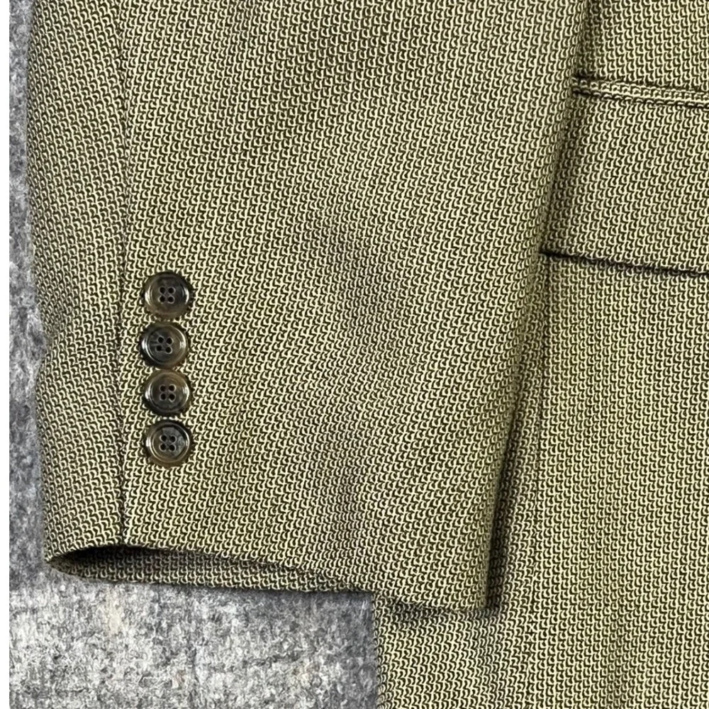 Haggar Collections Blazer 46R Olive Green Wool Sport Coat Textured 2-Button